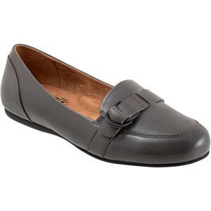 SoftWalk Womens Serra Gray Leather Slip-On Dressy Loafers Shoes NWT